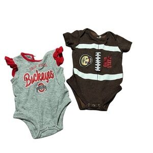 Ohio State Baby Onesies Set Both Size 6-9 Months Excellent Condition Football